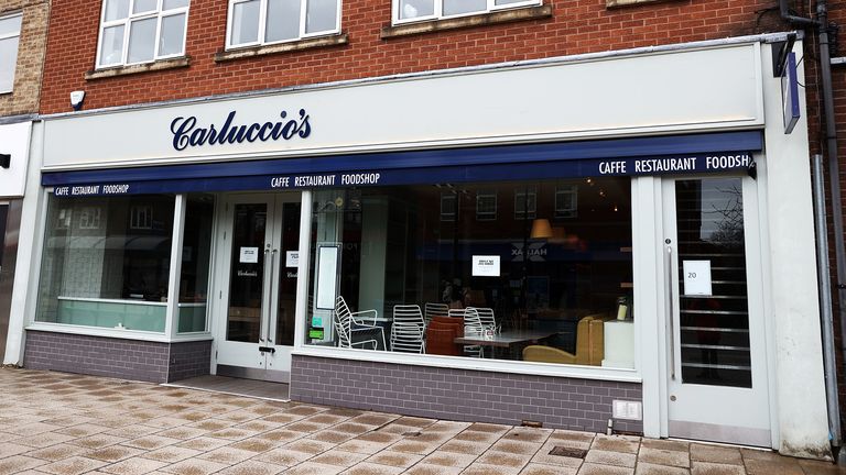 A closed Carluccio's restaurant in West Bridgford, Nottingham after the company announced that it has entered into administration, putting more than 2,000 jobs at risk. PA Photo. Picture date: Monday March 30, 2020. See PA story HEALTH Coronavirus. Photo credit should read: Tim Goode/PA Wire.