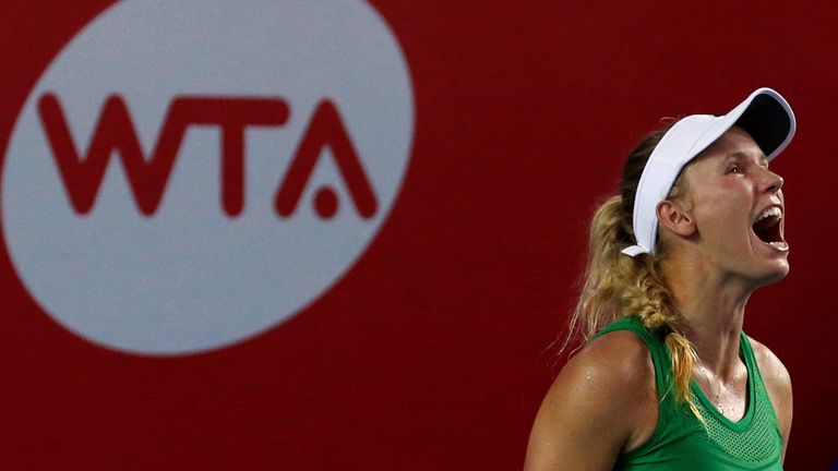 Denmark's Caroline Wozniacki in the final of the 2016 Hong Kong Open