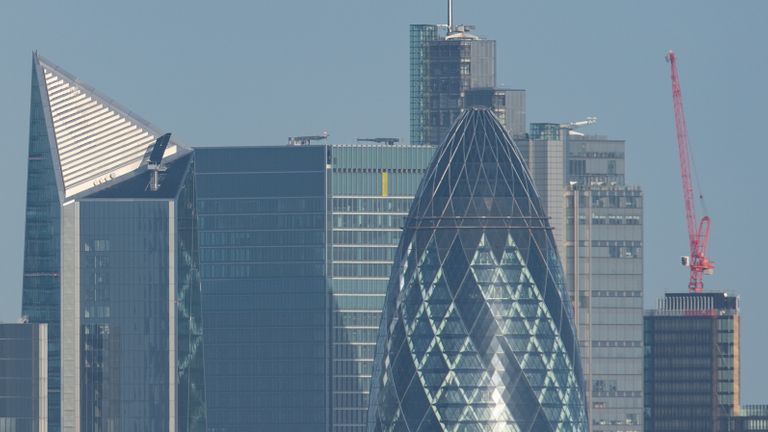 General view of the London skyline, as seen from One Tree Hill, showing skyscrapers in the City financial district 52 Lime Street (also known as the Scalpel), and 30 St Mary Axe (also known as the Gherkin). PA Photo. Picture date: Tuesday February 4, 2020. Photo credit should read: Dominic Lipinski/PA Wire