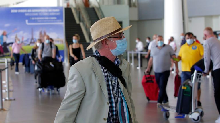 A British passenger is pictured at Faro airport