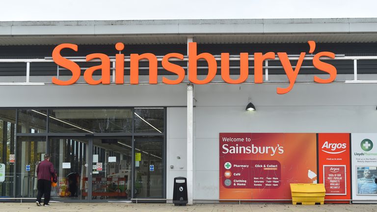 A general view outside Sainsbury's and Argos as they announce Sainsbury's will cut 3,500 jobs and close 420 Argos stores on November 05, 2020 in Newcastle Under Lyme, Staffordshire