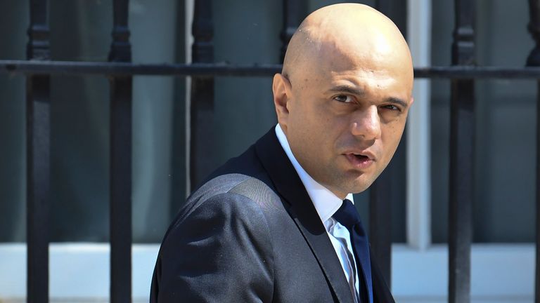 Sajid Javid pictured leaving Number 10 on Friday. Pic: @PoliticalPics 