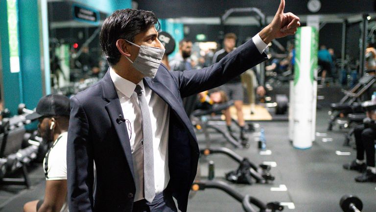 Chancellor of the Exchequer Rishi Sunak at Puregym, during a visit to Wolverhampton to mark the one-year anniversary of the Plan for Jobs. Picture date: Wednesday July 7, 2021.