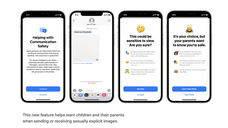 One of the new features will warn parents when children receive or send sexually explicit messages
