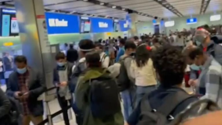 Chaos at Heathrow airport as people from green and amber countries mixed in the queues.