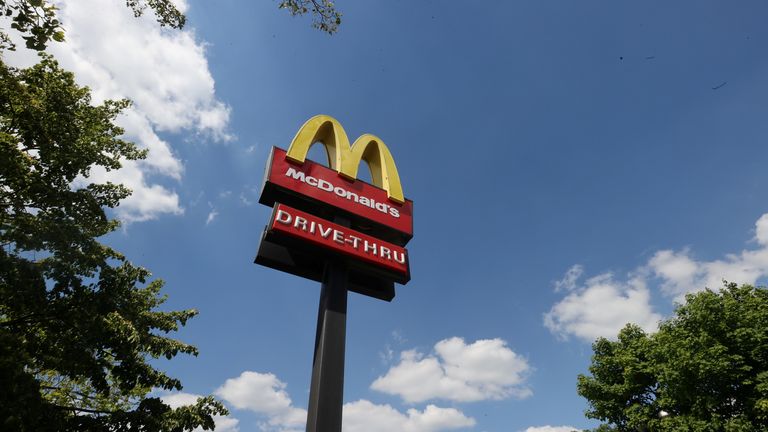 FILE PHOTO: General view of a McDonald's sign in Stoke-on-Trent
FILE PHOTO: General view of a McDonald's sign, Stoke-on-Trent, Britain, June 1, 2020. REUTERS/Carl Recine/File Photo