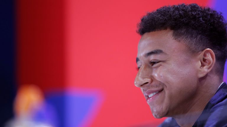 England's Jesse Lingard speaks at a press conference in the England media centre at the 2018 soccer World Cup, in Repino, near St Petersburg, Russia, Sunday, July 1, 2018. (AP Photo/Alastair Grant)


