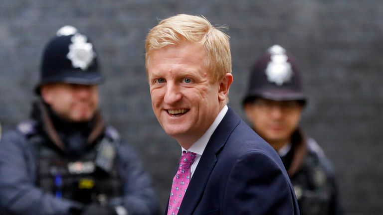 Britain's Secretary of State for Digital, Culture, Media and Sport Oliver Dowden arrives in Downing Street in London, Wednesday, Dec. 2, 2020. U.K. Health Secretary Matt Hancock on Wednesday thanked scientists from Pfizer and BioNTech after the approval of their COVID-19 vaccine for emergency use by the country's drugs regulator. Speaking earlier Hancock gave details of how the vaccine would be distributed from the beginning of next week. (AP Photo/Kirsty Wigglesworth)


