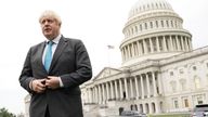 Prime Minister Boris Johnson outside the Capitol Building, Washington DC doing media interviews, during his visit to the United States. 