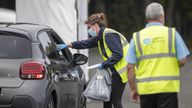 A mobile testing centre in Larne, Northern Ireland