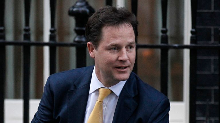 British Deputy Prime Minister Nick Clegg leaves 10 Downing Street for the House of Commons to make a statement on the result of the Leveson Inquiry, London, Thursday, Nov. 29, 2012. Lord Justice Brian Leveson released Thursday his report, after a year long inquiry, into the culture and practices of the British press and his recommendations for future regulation to prevent phone hacking, data theft, bribery and other abuses. (AP Photo/Sang Tan)


