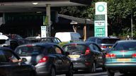 Vehicles queue up to enter the BP petrol station, in Harpenden
Vehicles queue up to enter the BP petrol station, in Harpenden, Britain, September 24, 2021