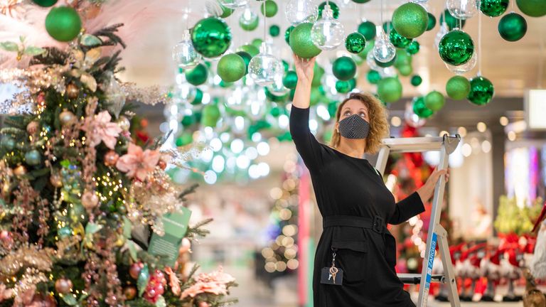 John Lewis Oxford Street Pic Shows this years John lewis Christmas Shop being prepared for opening on Fri Sept 25th 20 Pic: JLP