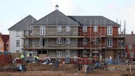 Houses under construction on a new housing development