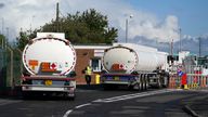 Fuel tankers at the Petroineos Grangemouth Refinery (file pic)