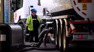 A fuel tanker is seen at a petrol and diesel filling station, Begelly, Pembrokeshire, Wales, Britain, September 28, 2021. REUTERS/Rebecca Naden