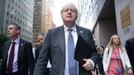 Prime Minister Boris Johnson walks to a television interview in New York whilst attending the United Nations General Assembly