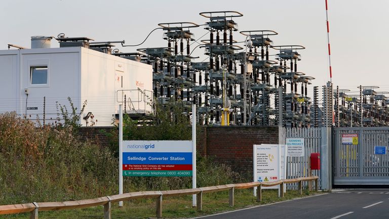 A fire broke out at the National Grid site in Sellindge, Kent