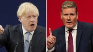 Boris Johnson and Sir Keir Starmer speaking at their respective party conferences