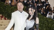 Elon Musk and Grimes, pictured her at the Met Gala in 2018, have split but are good terms