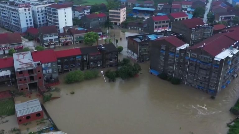 Severe flooding in Hubei Province, China. 