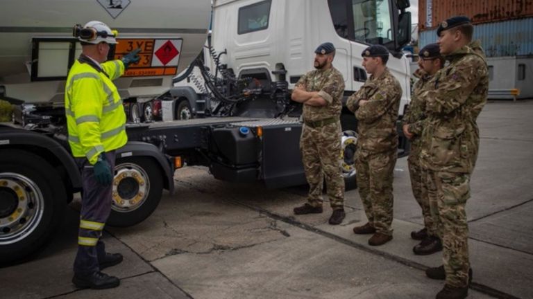 Soldiers have been training to deliver fuel to help the UK's delivery driver shortage. Pic: MOD