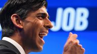 Britain's Chancellor of the Exchequer Rishi Sunak delivers a speech during the annual Conservative Party Conference, in Manchester, Britain, October 4, 2021. REUTERS/Toby Melville
