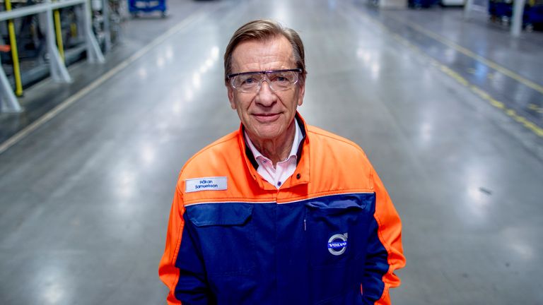 CEO Hakan Samuelsson is photographed in Volvo Cars factory that is to restart the production after a standstill due to the coronavirus disease (COVID-19) situation, in Torslanda, Gothenburg, Sweden April 17,2020