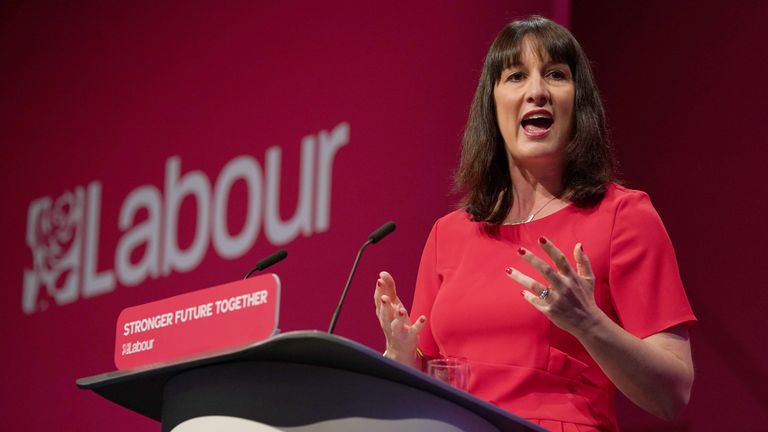 Shadow chancellor Rachel Reeves giving her keynote speech at the Labour Party conference