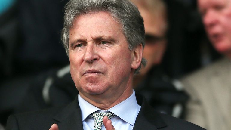 Everton Director Keith Harris (left) during the Premier League match at the Liberty Stadium, Swansea.