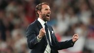 File photo dated 07-07-2021 of England manager Gareth Southgate celebrates reaching the final after the UEFA Euro 2020 semi final match at Wembley Stadium, London. Issue date: Saturday July 10, 2021.
