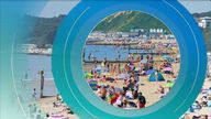 People flock to the beach in Bournemouth, Dorset