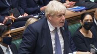 Prime Minister Boris Johnson speaks during Prime Minister's Questions in the House of Commons, London.

