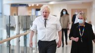 Prime Minister Boris Johnson with Marion Dickson, Executive Director of Nursing, Midwifery and Allied Health Professionals, and Executive Director for Surgery and Community Services for Northumbria Healthcare during a visit to Hexham General Hospital in Northumberland. Picture date: Monday November 8, 2021.