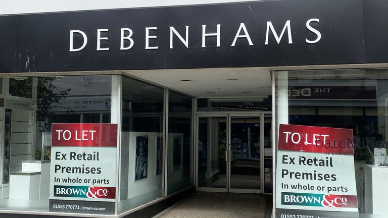 Empty branches of Debenhams in King's Lynn town centre in Norfolk Picture date: Thursday June 24, 2021. Photo credit should read: Martin Keene/PA Wire