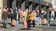 File photo dated 04/11/20 of shoppers in Northumberland Street in Newcastle. UK retail sales slipped last month to the weakest performance since shops reopened in April after lockdown restrictions, according to official figures. The Office for National Statistics (ONS) said retail sales volumes dropped by 2.5 percent between June and July 2021 but remain 5.8 percent ahead of pre-pandemic levels. Issue date: Friday August 20, 2021.