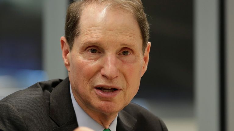 Senator Ron Wyden (D-OR) speaks with Reuters during an interview in Washington, U.S., May 19, 2017