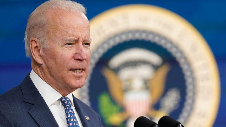 President Joe Biden hopes the release of oil reserves will ease prices. Pic: AP