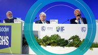 India's Prime Minister Narendra Modi, British Prime Minister Boris Johnson, and US President Joe Biden on day two of COP26