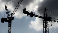 Cranes work on a building in Sheffield, South Yorkhire 19/9/20