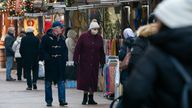 People browsing the Christmas market in Nottingham, the city where one of the two cases of the Omicron variant of Covid-19 were identified last week.
