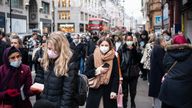 Christmas shoppers on Oxford Street in London