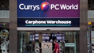 A branch of Currys PC World, with a Carphone Warehouse inside, on Oxford Street, central London.