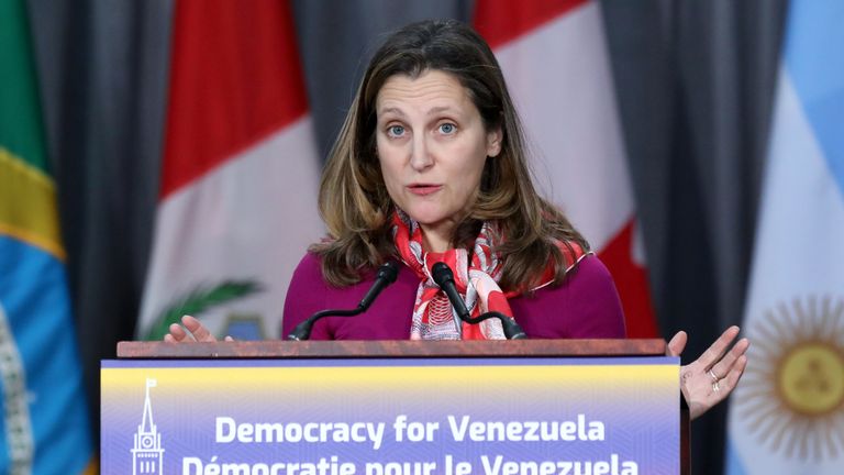 Canada's foreign minister Chrystia Freeland has ruled out military intervention