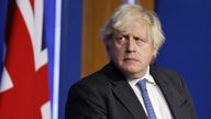 Boris Johnson during a media briefing in Downing Street