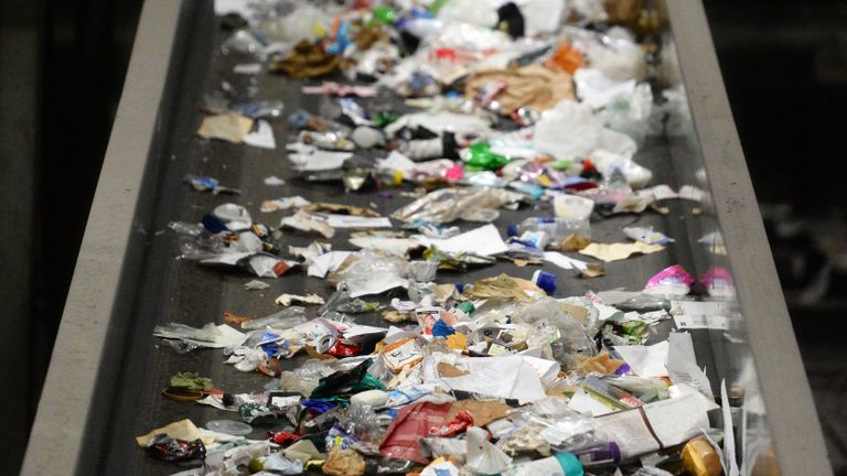 Recycling at the Veolia Integrated Waste Management Facility in Southwark, London.