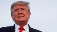 FILE PHOTO: Former U.S. President Donald Trump looks on during his first post-presidency campaign rally at the Lorain County Fairgrounds in Wellington, Ohio, U.S., June 26, 2021. REUTERS/Shannon Stapleton/File Photo