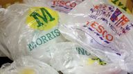 File photo dated 05/10/15 of supermarket plastic bags. The UK's 10 largest supermarket chains put plastic equivalent to the weight of 90 Eiffel Towers on to the market in 2019, a report by two environmental charities has found. Issue date: Tuesday January 26, 2021.