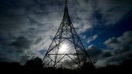 A view of an electricity pylon in Cheshire. Ministers are facing calls to continue talks with industry bosses in a bid to stop firms going to the wall amid rising energy costs. Business Secretary Kwasi Kwarteng has pledged to keep the energy price cap in place to help households struggling with rising costs, but he has offered no new support for businesses. Picture date: Monday October 11, 2021.