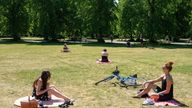 Two women observe social distancing whilst enjoying the hot weather in Greenwich Park, London, as people flock to parks and beaches with lockdown measures eased.
Spring weather May 20th 2020